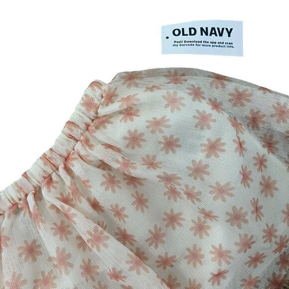 NWT Old Navy Pull-On Elastic Waist Floral Print Tulle Skirt One Size White Pink - Picture 2 of 5